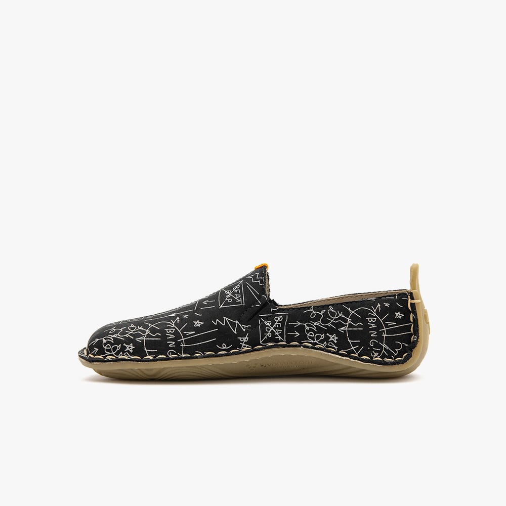 Vivobarefoot Ababa Basquiat Slip On Gyerek Fekete | vivo-31278