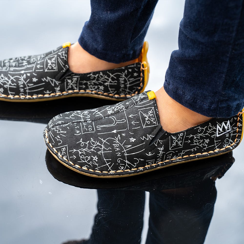 Vivobarefoot Ababa Basquiat Slip On Gyerek Fekete | vivo-31278