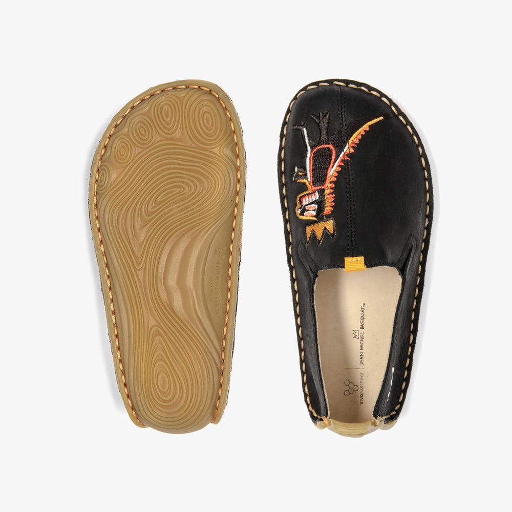 Vivobarefoot Ababa Basquiat Slip On Gyerek Fekete | vivo-58907