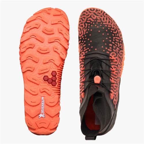 Vivobarefoot ESC TEMPEST Trail Cipők Férfi Black/Coral | vivo-53784