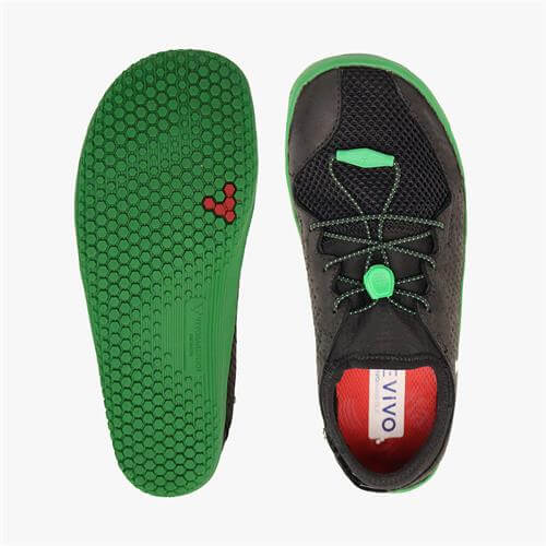 Vivobarefoot PRIMUS Tornacipő Gyerek Black/Green | vivo-17286