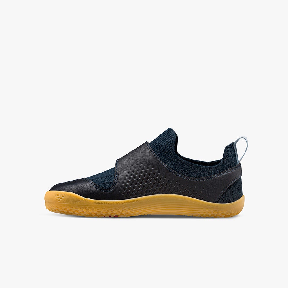 Vivobarefoot Primus Knit II Tornacipő Gyerek Black/Navy | vivo-17648