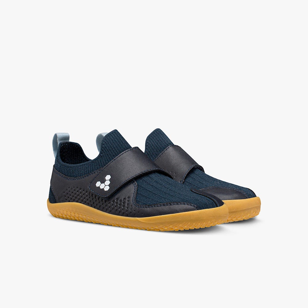 Vivobarefoot Primus Knit II Tornacipő Gyerek Black/Navy | vivo-17648