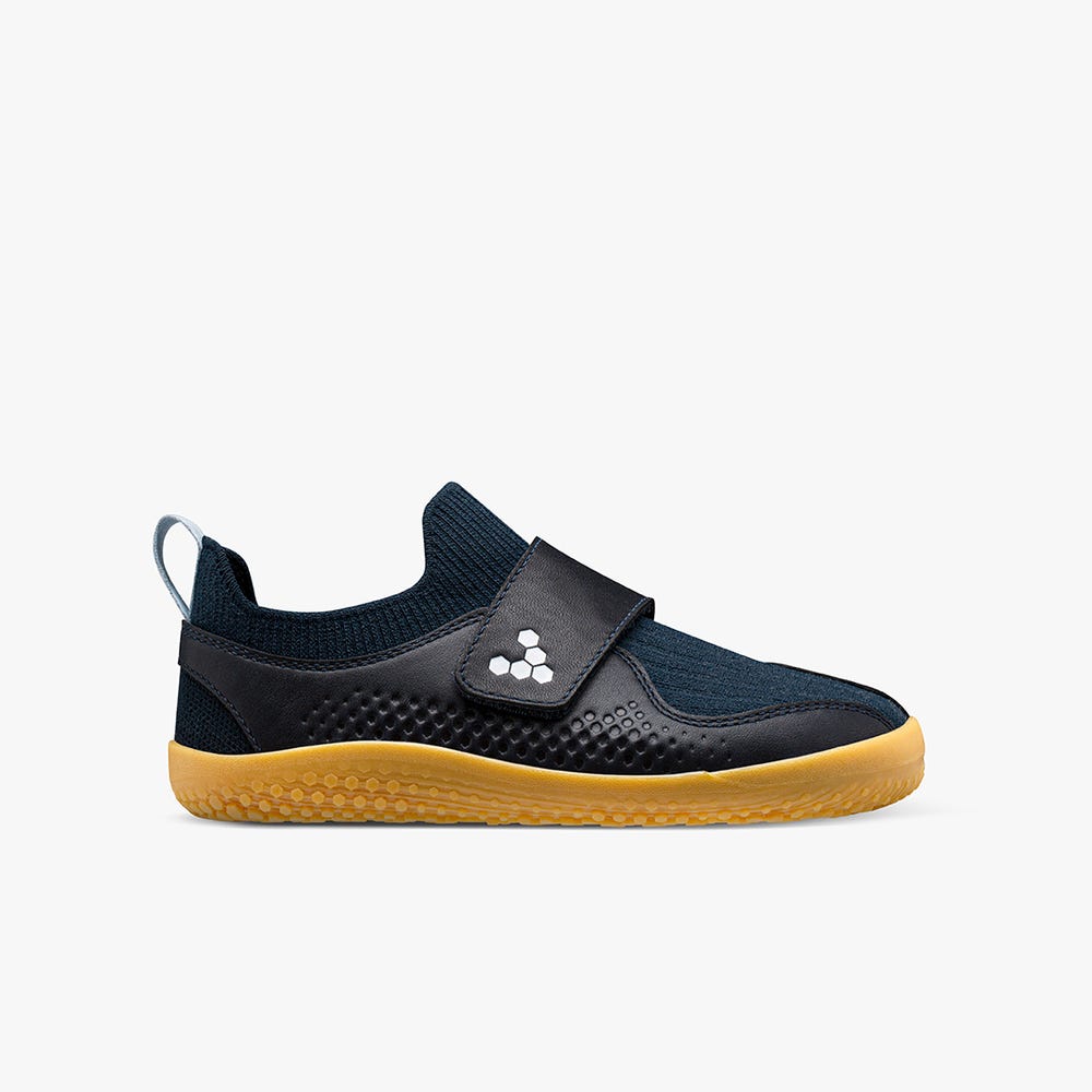 Vivobarefoot Primus Knit II Tornacipő Gyerek Black/Navy | vivo-17648