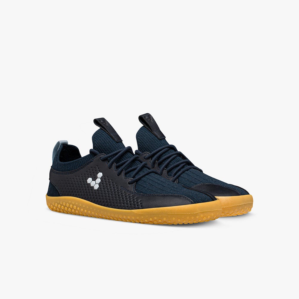 Vivobarefoot Primus Knit II Tornacipő Gyerek Black/Navy | vivo-52431