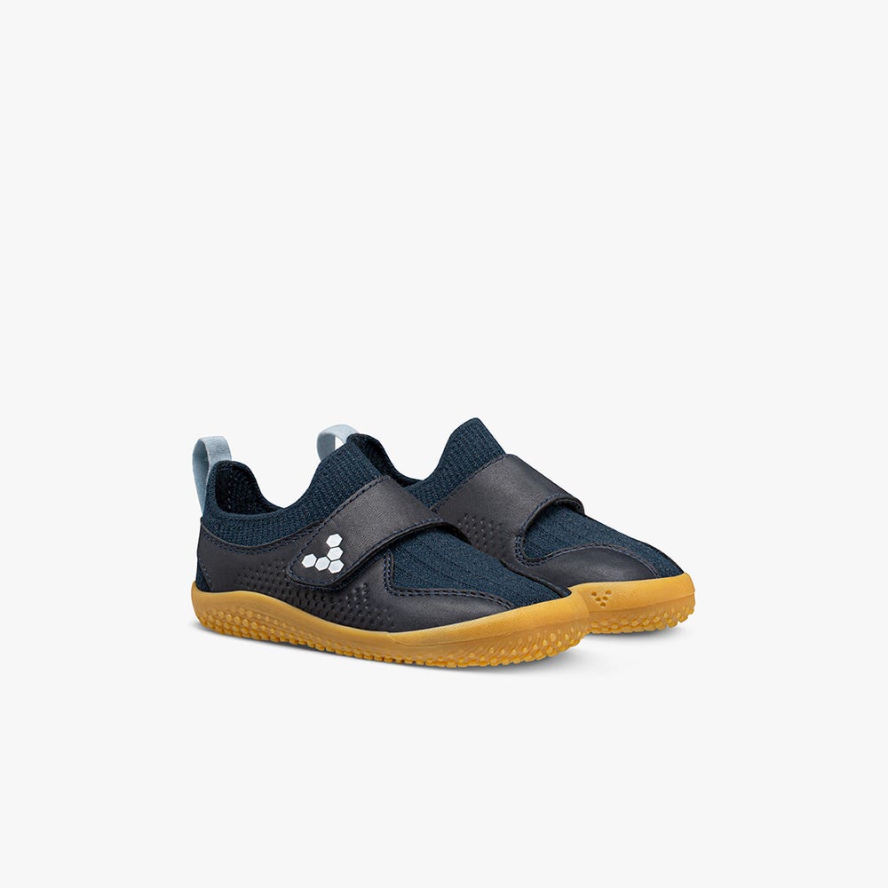 Vivobarefoot Primus Knit II Totyogó Tornacipő Gyerek Black/Navy | vivo-38567