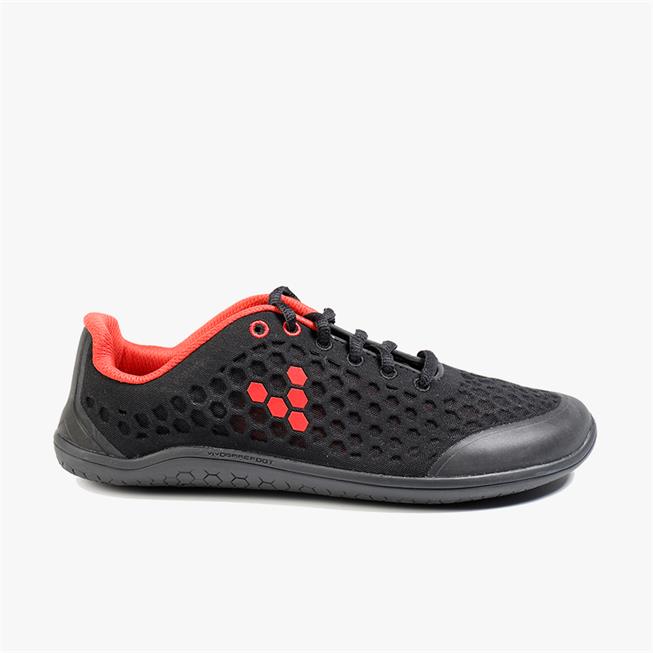 Vivobarefoot STEALTH 2 Futócipő Női Black/Red | vivo-79621